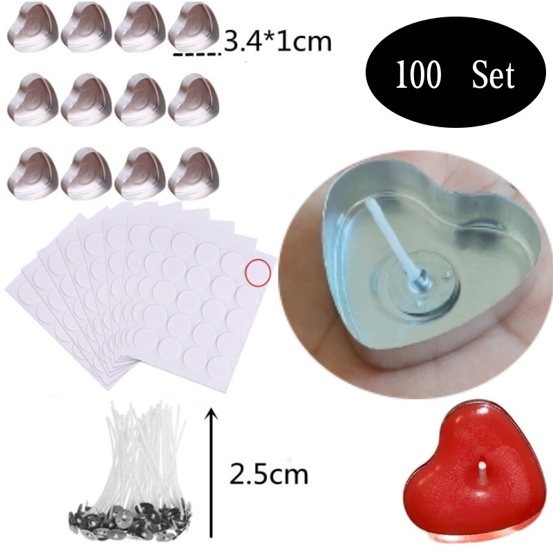 Candle Supplies Tins - 100 مجموعة على شكل قلب فارغة