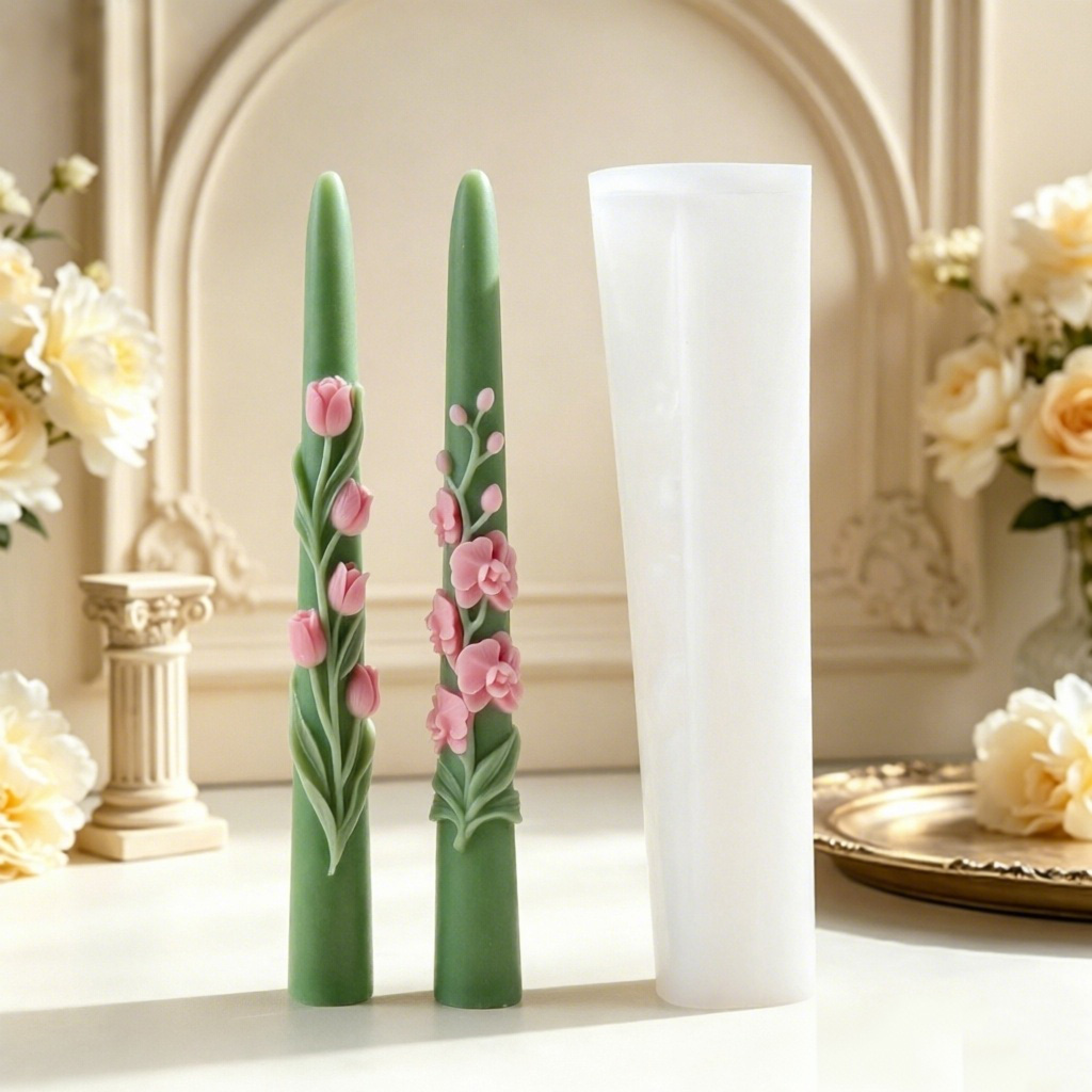 Candle Supplies Tins - قالب سيليكون لصنع شموع الزهور الطويلة